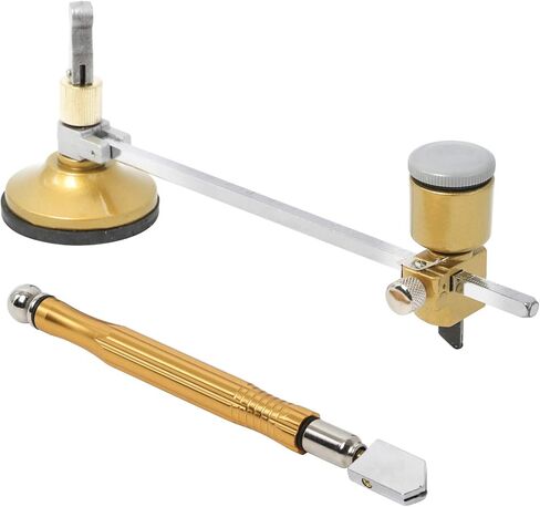 Portable Circular Glass Cutter Calibrated by Inch with Round Knob Handle and Suction Cup, Adjustable Compasses Type Circular Glass Cutter Tool Kit with Engraving Pen (Diameter 16 inch/ 40cm) in Saudi Arabia