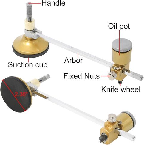 Portable Circular Glass Cutter Calibrated by Inch with Round Knob Handle and Suction Cup, Adjustable Compasses Type Circular Glass Cutter Tool Kit with Engraving Pen (Diameter 16 inch/ 40cm) in Saudi Arabia