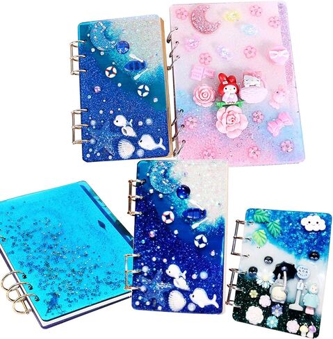 الازوني 30 قطعة من قوالب الراتنج على شكل قلم وغطاء نوت بوك، مجموعة قوالب صب الراتنج مع حلقات للكتب، اقلام حبر جاف لاعادة التعبئة لاقلام النوت بوك وصنع قوالب الراتنج in Kuwait