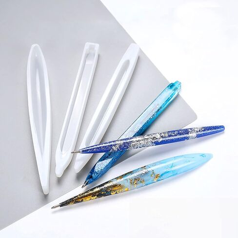 الازوني 30 قطعة من قوالب الراتنج على شكل قلم وغطاء نوت بوك، مجموعة قوالب صب الراتنج مع حلقات للكتب، اقلام حبر جاف لاعادة التعبئة لاقلام النوت بوك وصنع قوالب الراتنج in Kuwait