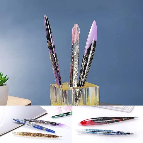 الازوني 30 قطعة من قوالب الراتنج على شكل قلم وغطاء نوت بوك، مجموعة قوالب صب الراتنج مع حلقات للكتب، اقلام حبر جاف لاعادة التعبئة لاقلام النوت بوك وصنع قوالب الراتنج in Kuwait