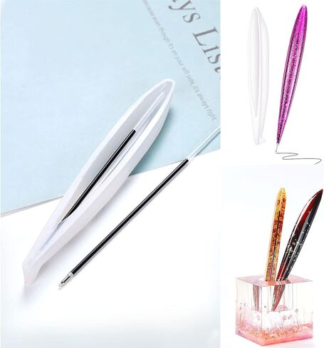 الازوني 30 قطعة من قوالب الراتنج على شكل قلم وغطاء نوت بوك، مجموعة قوالب صب الراتنج مع حلقات للكتب، اقلام حبر جاف لاعادة التعبئة لاقلام النوت بوك وصنع قوالب الراتنج in Kuwait