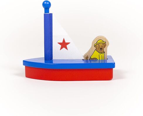 Jack Rabbit Boats and Buddies (Star Design) Creations – Wood Bathtub Toys That Float – Includes Removable Dog That Rides in Boat – Bath Fun for Toddlers - Ages 3+ Years in Kuwait