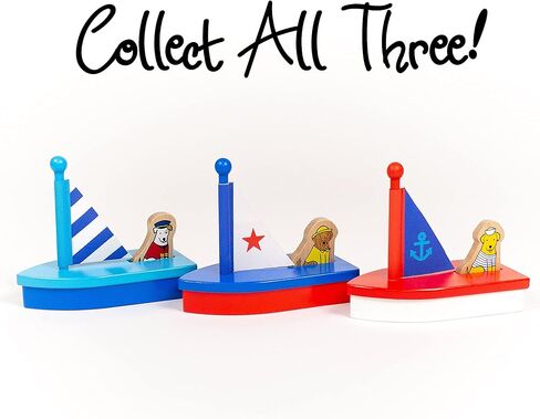 Jack Rabbit Boats and Buddies (Star Design) Creations – Wood Bathtub Toys That Float – Includes Removable Dog That Rides in Boat – Bath Fun for Toddlers - Ages 3+ Years in Kuwait