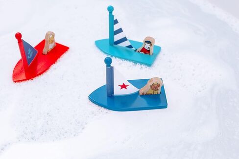 Jack Rabbit Boats and Buddies (Star Design) Creations – Wood Bathtub Toys That Float – Includes Removable Dog That Rides in Boat – Bath Fun for Toddlers - Ages 3+ Years in Kuwait