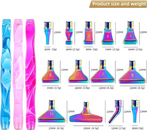 Diamond Painting Metal Tips, 28Pcs Diamond Painting Pen Accessories Tools Kits for DIY, Screw Thread Tips, 5D Diamond Painting Tools with 6 Clay, for DIY Craft, Embroidery Decor, Colorful in Saudi Arabia