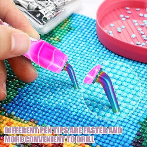 Diamond Painting Metal Tips, 28Pcs Diamond Painting Pen Accessories Tools Kits for DIY, Screw Thread Tips, 5D Diamond Painting Tools with 6 Clay, for DIY Craft, Embroidery Decor, Colorful in Saudi Arabia