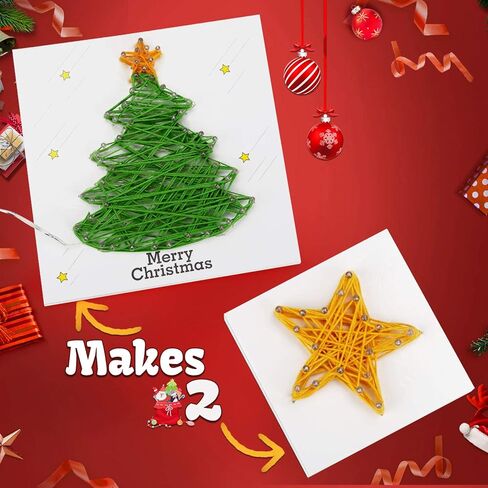 Sanlebi DIY Christmas Tree String Art Kit with LED Light - Christmas Home Decorations Xmas Ornaments Craft Creativity Kit New Year Unique Gift Handmade Art for Adults, Kids Age 6 7 8 9 Years Old in Kuwait