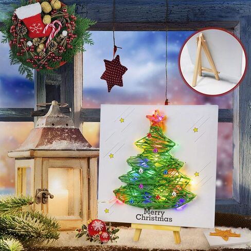 Sanlebi DIY Christmas Tree String Art Kit with LED Light - Christmas Home Decorations Xmas Ornaments Craft Creativity Kit New Year Unique Gift Handmade Art for Adults, Kids Age 6 7 8 9 Years Old in Kuwait