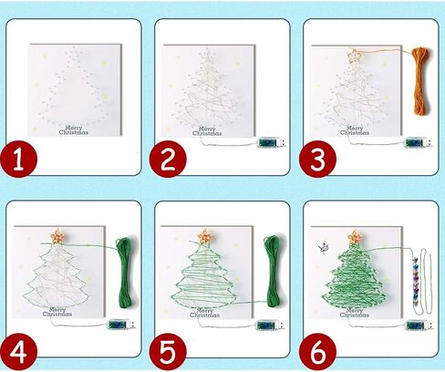 Sanlebi DIY Christmas Tree String Art Kit with LED Light - Christmas Home Decorations Xmas Ornaments Craft Creativity Kit New Year Unique Gift Handmade Art for Adults, Kids Age 6 7 8 9 Years Old in Kuwait