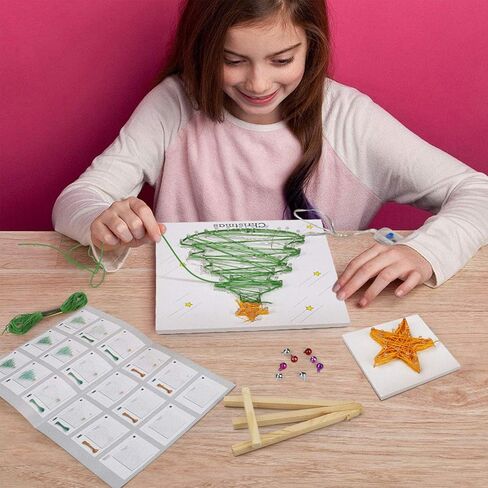 Sanlebi DIY Christmas Tree String Art Kit with LED Light - Christmas Home Decorations Xmas Ornaments Craft Creativity Kit New Year Unique Gift Handmade Art for Adults, Kids Age 6 7 8 9 Years Old in Kuwait