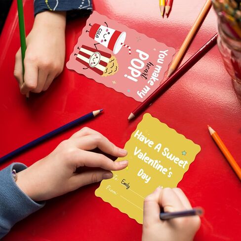 Joyseller Pack of 35 Valentines Day Cards for Kids School | 7 Assorted Designs of Valentines Cards with 35 Scented Stickers & 35 Envelops | Valentines Gifts for Boys Girls Classroom Exchange  in Kuwait