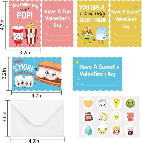 Joyseller Pack of 35 Valentines Day Cards for Kids School | 7 Assorted Designs of Valentines Cards with 35 Scented Stickers & 35 Envelops | Valentines Gifts for Boys Girls Classroom Exchange  in Kuwait