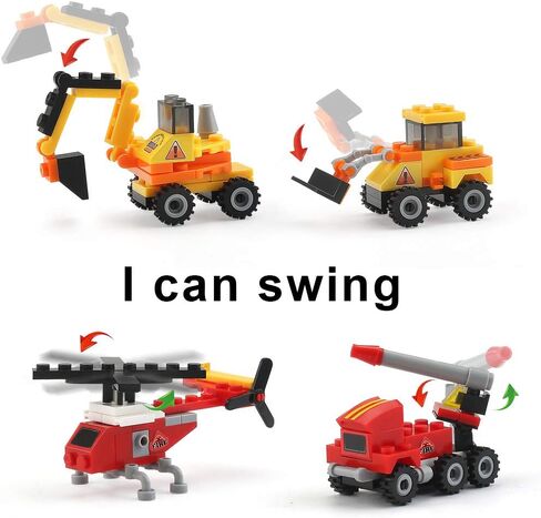 Mini Building Blocks Cars Toys Sets 12 Packs Assembly Mini Cars Toys for Boys, Girls Stem Building Car Assorted Construction Truck Fire Trucks Police Cars Party Favor Goodie Bags for Kids. in Kuwait