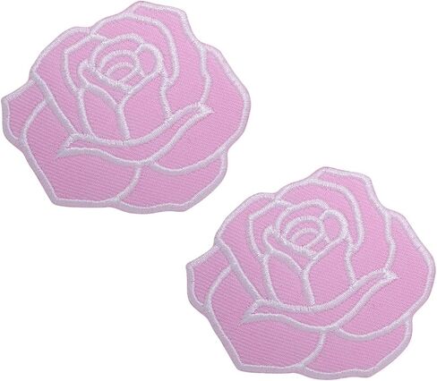 Octory 2 PCS Rose Flower Iron On Patches for Clothing Saw On/Iron On Embroidered Patch Applique for Jeans, Hats, Bags (White-Gray) in Saudi Arabia