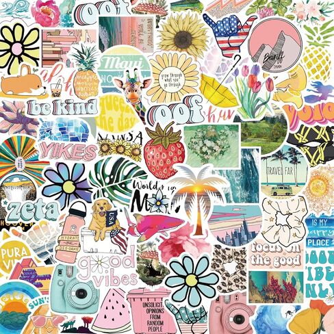 ملصقات VSCO، 100 قطعة من ملصقات الفينيل المقاومة للماء والجمالية لزجاجات المياه والكمبيوتر المحمول والجيتار ولوح التزلج وهدايا تزيينية للأطفال والمراهقين والفتيات in Kuwait