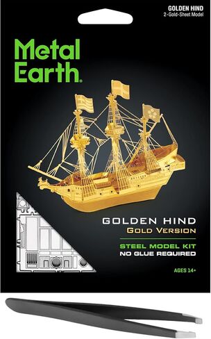Metal Earth Golden Hind Gold Version 3D Metal Model Kit Bundle with Tweezers Fascinations in Saudi Arabia