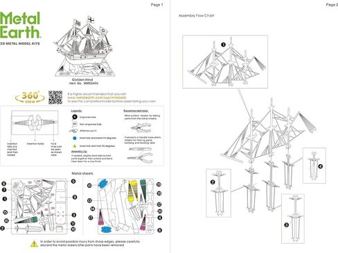 Metal Earth Golden Hind Gold Version 3D Metal Model Kit Bundle with Tweezers Fascinations in Saudi Arabia