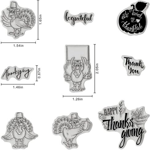 ALIBBON Thanksgiving Turkey Clear Stamps for Card Making and Photo Album Decorations, Leaves Pumpkin Clear Stamps, Greeting Words Transparent Silicone Rubber Stamps for Crafts and DIY Scrapbooking in Saudi Arabia