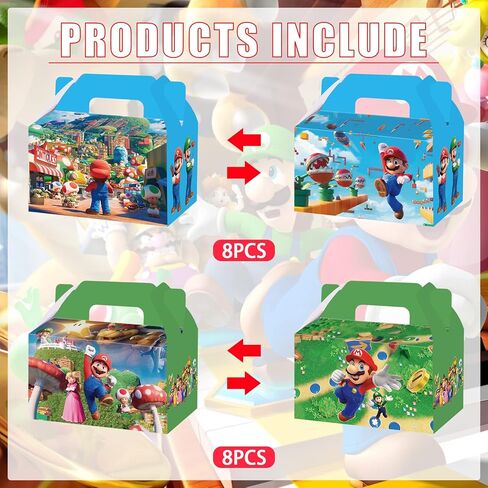 16 قطعة من صناديق هدايا حفلات ماريو وزينة حقيبة حفلات ماريو لمستلزمات حفلات بيبي ماريو in Kuwait