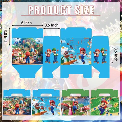 16 قطعة من صناديق هدايا حفلات ماريو وزينة حقيبة حفلات ماريو لمستلزمات حفلات بيبي ماريو in Kuwait