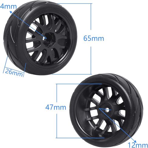 4 قطع من HobbyPark Tires V Tread & Y على شكل عجلة محور سداسية 12 مم مع حشوات إسفنجية لـ 1/10 على الطرق السياحية in Saudi Arabia