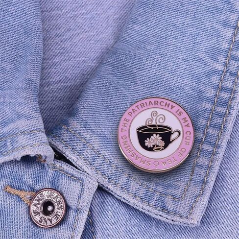 كسر البطريركية هو هوايتي المينا بروش دبابيس فنجان الشاي النسوي بروش معدني طية صدر السترة دبوس متعة التورية الفن التلبيب شارة دبوس امرأة الطاقة الملحقات مجوهرات لحقائب الظهر شارة مجوهرات للنساء in Kuwait