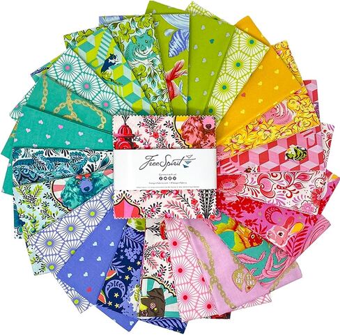 مجموعة سحر Besties مقاس 5 بوصات من Tula Pink لأقمشة Free Spirit 42 مربعات قماشية مقاس 5 بوصات in Kuwait