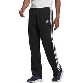 adidas Men's Essentials Fleece Open Hem 3-Stripes Pants, Black, X-Large in Kuwait