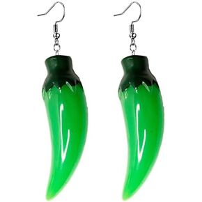 coadipress Red Chili Pepper Earrings for Women Girls Cute Fun Lifelike Simulation Vegetable Food Resin Dangle Drop Charm Pendant Earrings