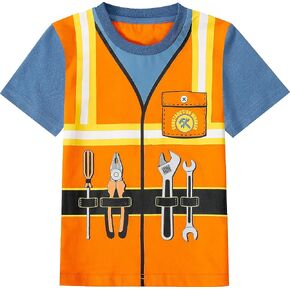 COSLAND Boys and Toddlers' Cotton Print Short Sleeve T-Shirt, Novelty Crew Neck Tee, 2T-Large
