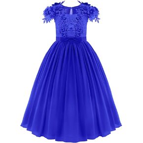 Flower Girl Chiffon A-line Dresses Wedding Junior Bridesmaid Party Princess Pageant Communion Maxi Gowns with Belt