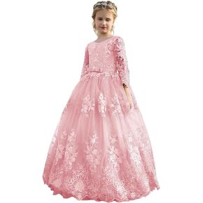 فستان زفاف للفتيات من TTYAOVO مزين بخرز على شكل زهرة وحفلات من التول in Kuwait