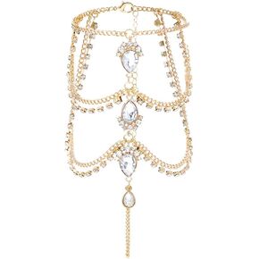 Lorealri Boho Crystal خلخال أساور الذهب حجر الراين قلادة سلسلة الكاحل الصيف الشاطئ للماء عارية القدم مجوهرات للنساء والفتيات في سن المراهقة (1 قطع)، حجر الراين, حجر الراين in Kuwait