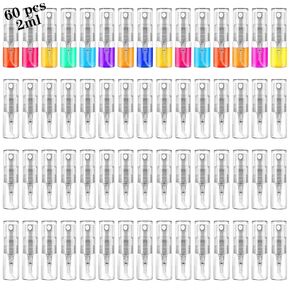 Mini Spray Bottle 2ml, Refillable Glass Spray Bottle, Glass Bottle Atomizer, Perfume Mouthwash Atomizer for Cleaning 2ml Refillable Container for Cleaning, Travel, Essential Oils, Perfume 60 Pcs, 2ml