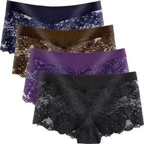 Timothee Women's Underwear Regular & Plus Size Panties Lace Boyshorts Hipster Panty Sexy Soft Cheeky Panties - Pack 3/4 /8