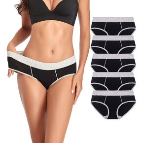 dorcastimo Cotton Hipster Panties for Women Cheeky Mid Rise Underwear Full Coverage Briefs Regular & Plus Size
