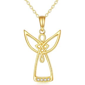 KECHO 14k الذهب الأصفر Guardian Angel قلادة Angel Girl مجوهرات هدايا عيد ميلاد للنساء الأم والابنة in Saudi Arabia