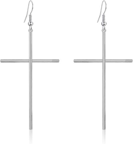 WUWEIJIAJIA Unique Minimalist Gold Silver Black Punk Long Cross Dangle Drop Earrings for Women Girls Men Statement Hypoallergenic Jewelry Gifts in Kuwait