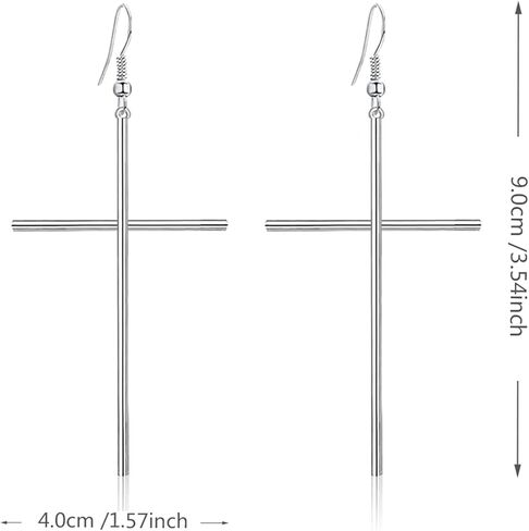 WUWEIJIAJIA Unique Minimalist Gold Silver Black Punk Long Cross Dangle Drop Earrings for Women Girls Men Statement Hypoallergenic Jewelry Gifts in Kuwait