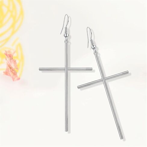 WUWEIJIAJIA Unique Minimalist Gold Silver Black Punk Long Cross Dangle Drop Earrings for Women Girls Men Statement Hypoallergenic Jewelry Gifts in Kuwait