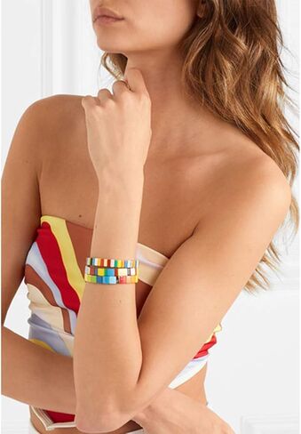NVENF بلاط أساور المينا قوس قزح بلاط حبة الأساور Colorblock تكويم أساور تمتد بوهيميا بلاط حبلا الإسورة مجموعة سوار للنساء الرجال الفتيات in Saudi Arabia