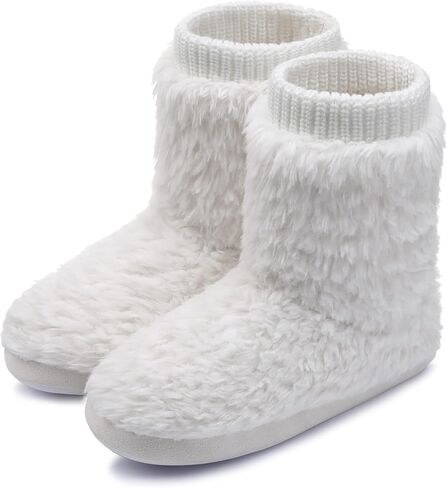 MIXIN Women's Comfort Warm Faux Fleece Fuzzy Ankle Bootie Slippers Plush Lining Slip-on House Shoes Anti-Slip Sole Indoor/Outdoor in Saudi Arabia