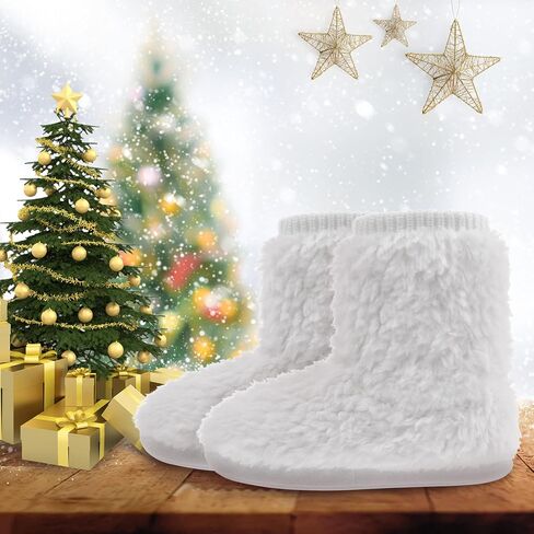 MIXIN Women's Comfort Warm Faux Fleece Fuzzy Ankle Bootie Slippers Plush Lining Slip-on House Shoes Anti-Slip Sole Indoor/Outdoor in Saudi Arabia
