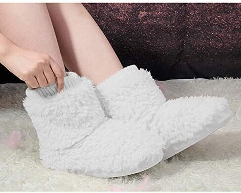 MIXIN Women's Comfort Warm Faux Fleece Fuzzy Ankle Bootie Slippers Plush Lining Slip-on House Shoes Anti-Slip Sole Indoor/Outdoor in Saudi Arabia