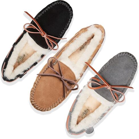 Dearfoams Women's Fireside Water Resistant Shearling Victoria Moc with Tie Slipper in Saudi Arabia