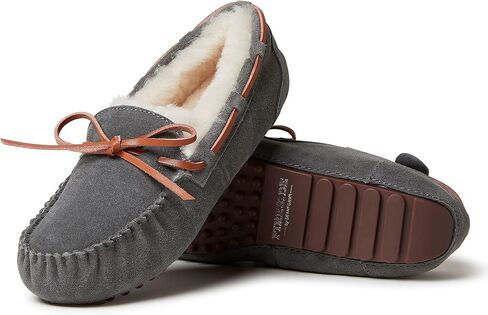 Dearfoams Women's Fireside Water Resistant Shearling Victoria Moc with Tie Slipper in Saudi Arabia
