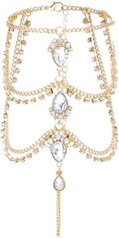 Lorealri Boho Crystal خلخال أساور الذهب حجر الراين قلادة سلسلة الكاحل الصيف الشاطئ للماء عارية القدم مجوهرات للنساء والفتيات في سن المراهقة (1 قطع)، حجر الراين, حجر الراين in Kuwait