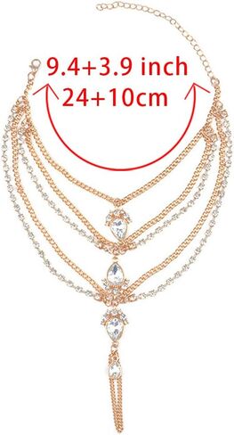 Lorealri Boho Crystal خلخال أساور الذهب حجر الراين قلادة سلسلة الكاحل الصيف الشاطئ للماء عارية القدم مجوهرات للنساء والفتيات في سن المراهقة (1 قطع)، حجر الراين, حجر الراين in Kuwait
