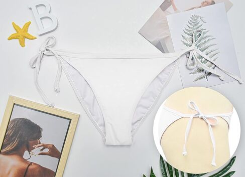 Bellecarrie Women's Cheeky Brazilian Bikini Bottoms Tie Side Swim Bottom in Kuwait